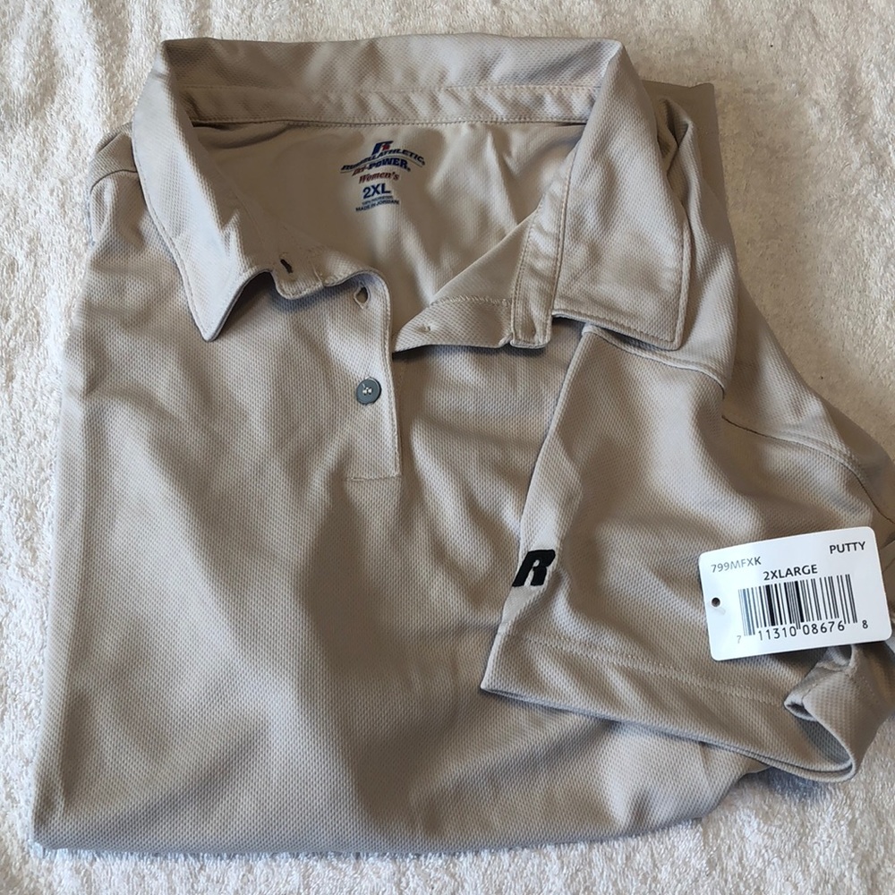 Russell athletic shirt sleeve polo. 2xl. Tan